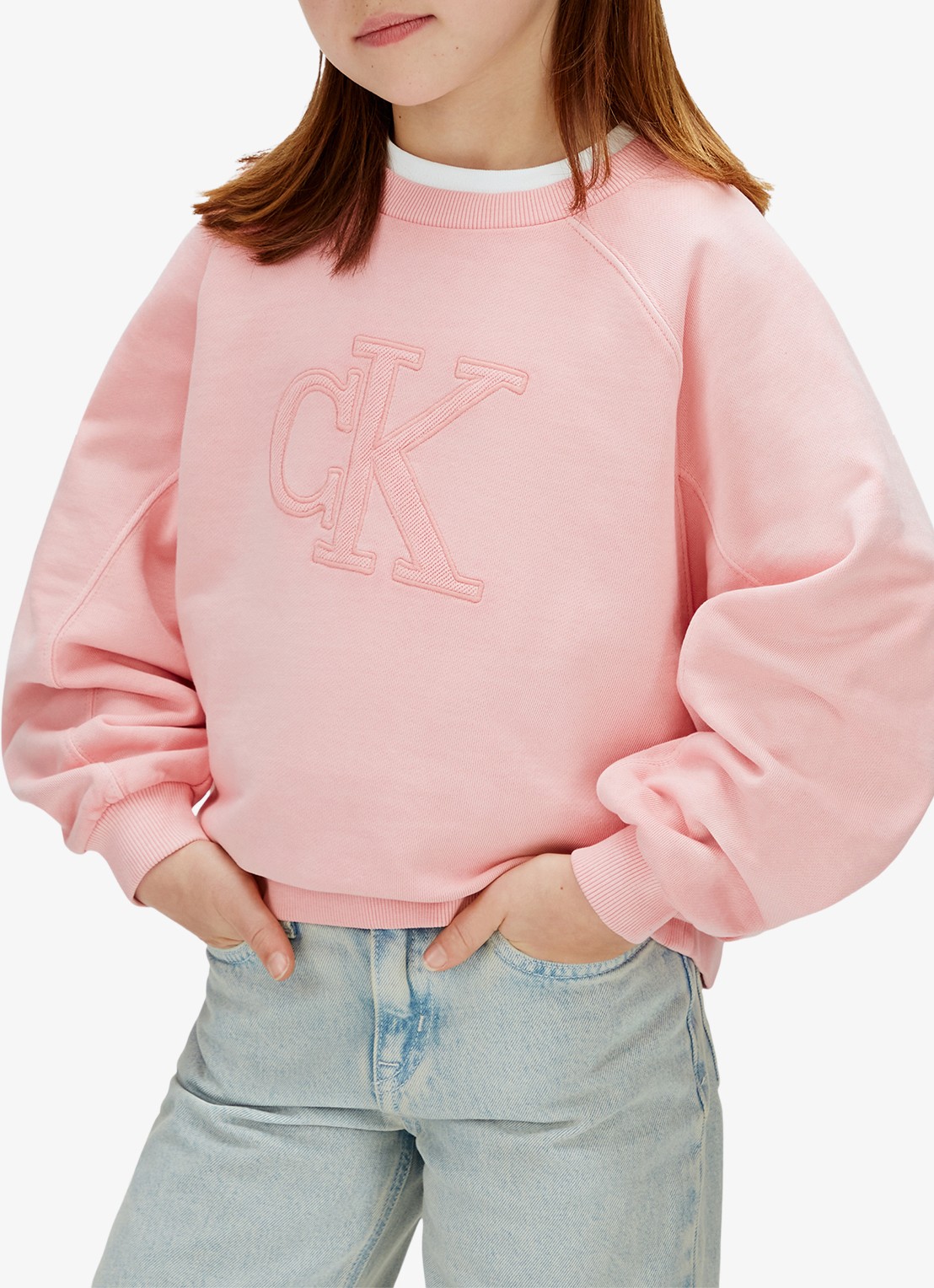 Calvin Klein Sweater met logoborduring - detail 2 roze