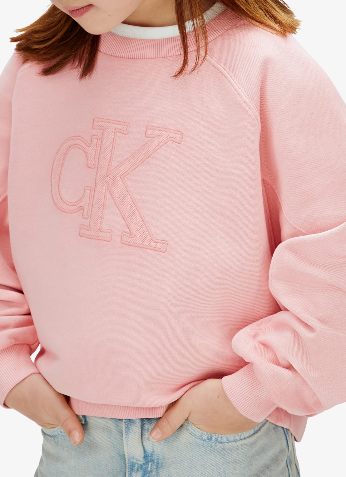 Calvin Klein Sweater met logoborduring - detail 3 roze