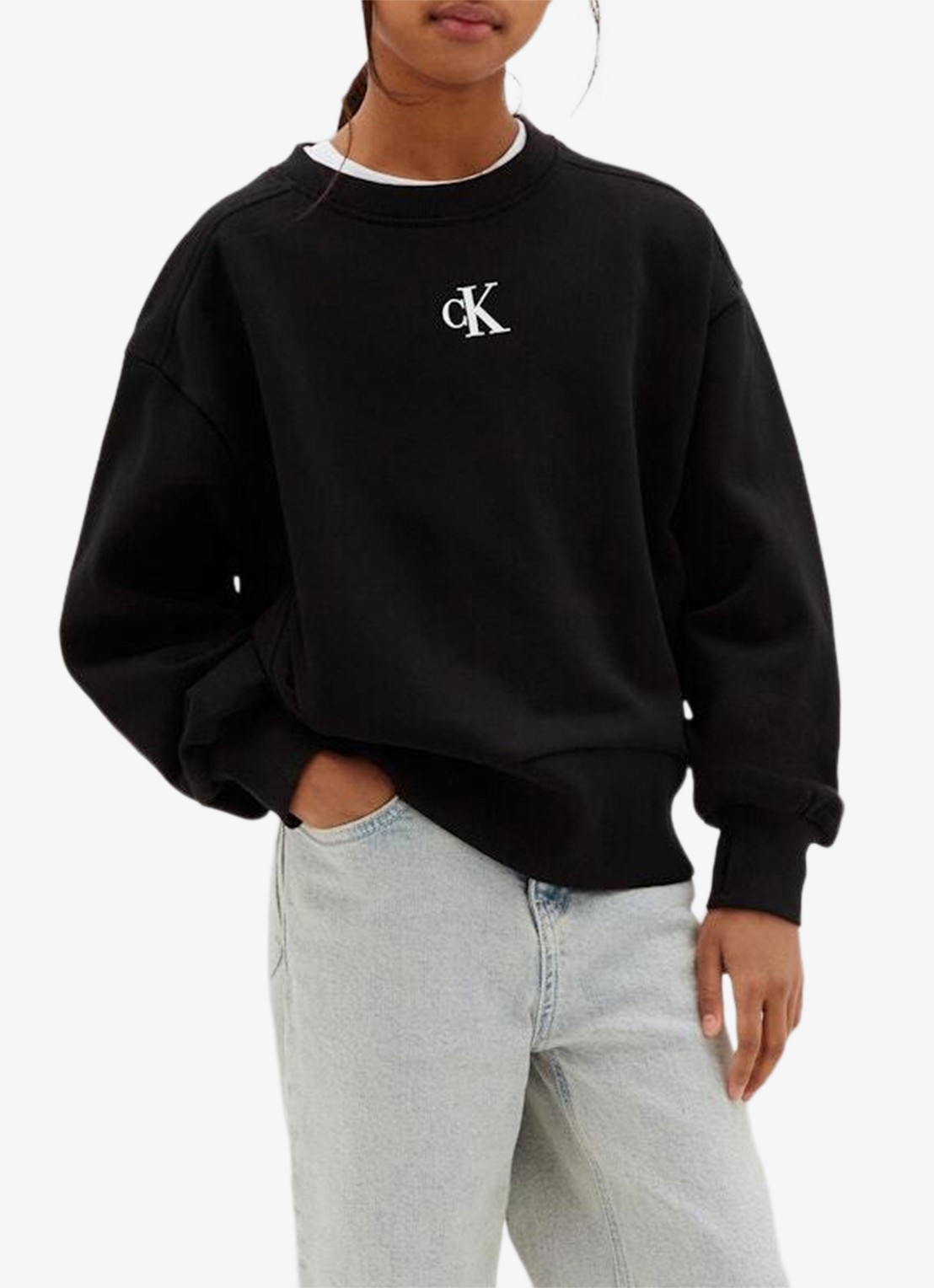 Calvin Klein Sweater met logoborduring - detail 2 zwart