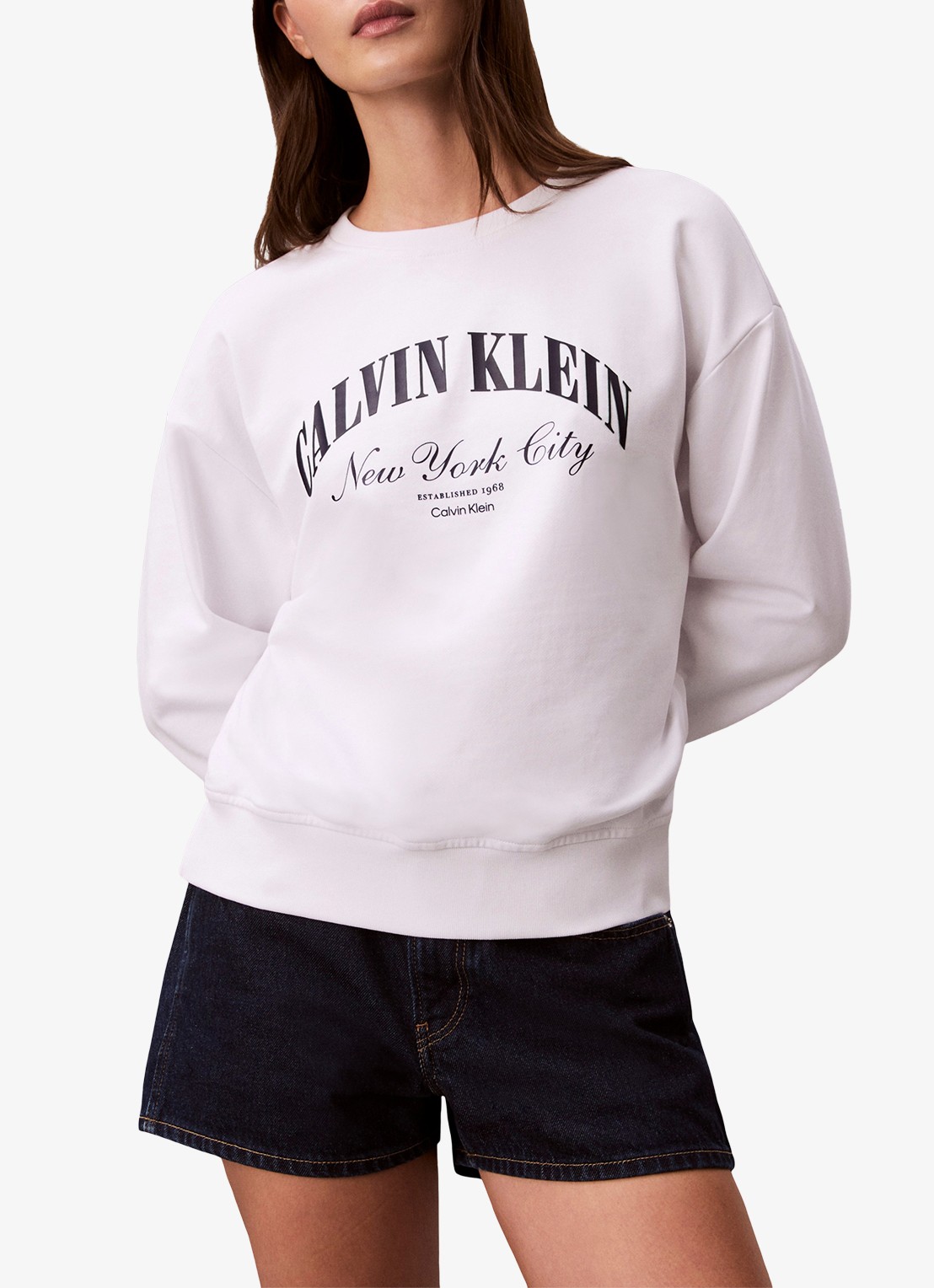 Calvin Klein Sweater met logoprint - detail 4 wit