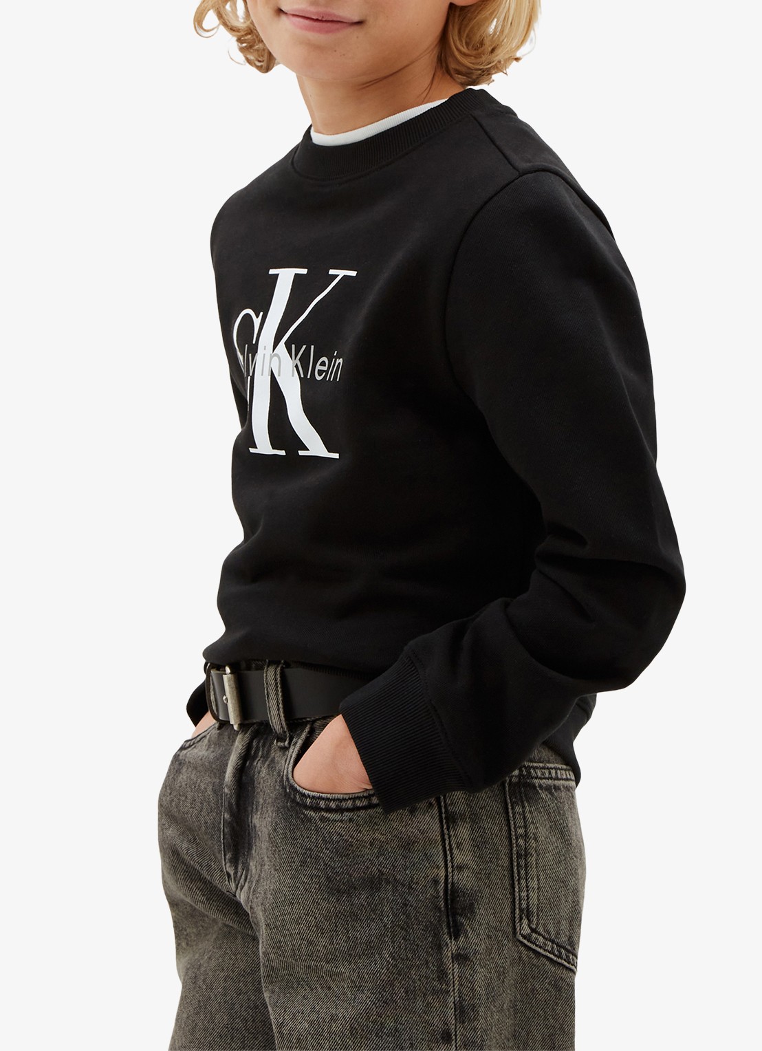 Calvin Klein Sweater met logoprint - detail zwart