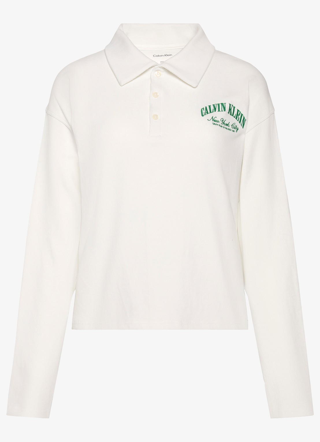 Calvin Klein Sweater met polokraag - voorkant 2 wit