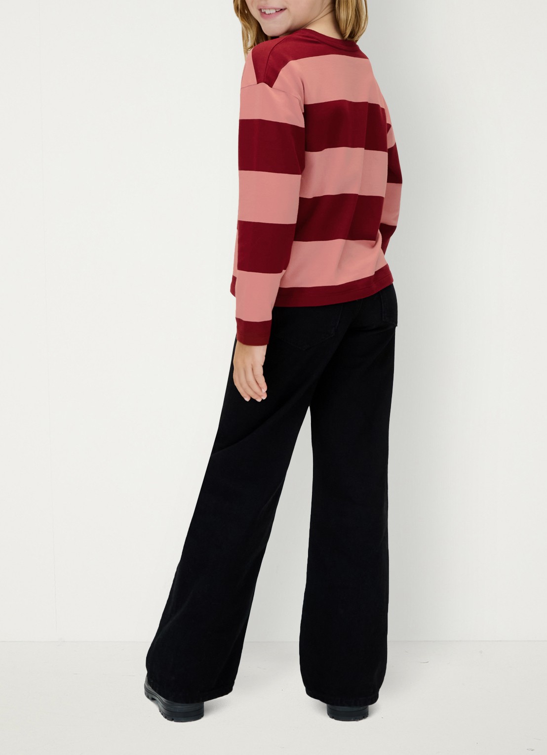 Calvin Klein Sweater met streepprint - achterkant 3 bordeauxrood