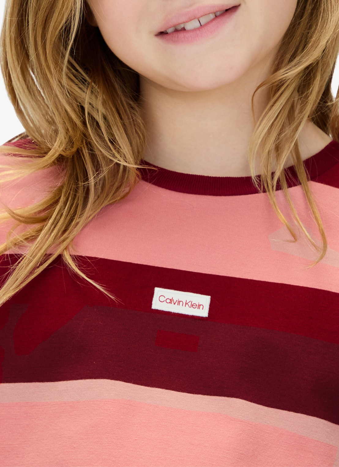 Calvin Klein Sweater met streepprint - detail 5 bordeauxrood