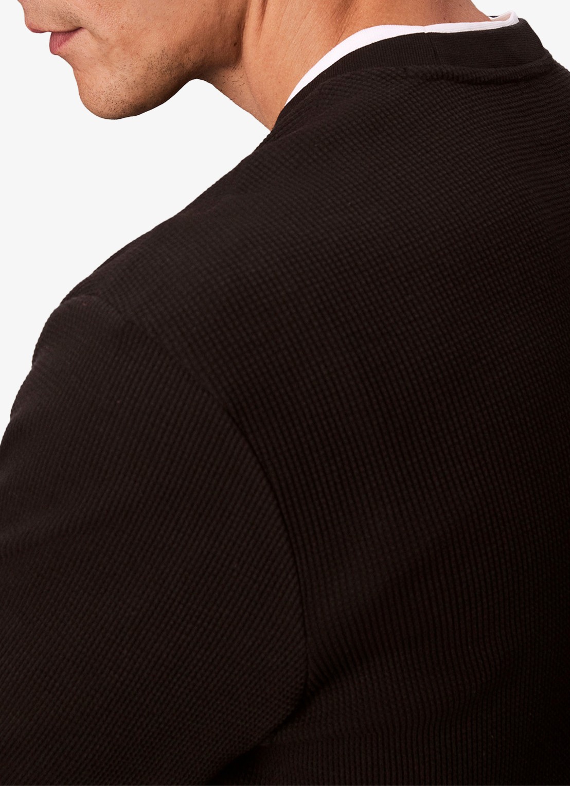 Calvin Klein Sweater met structuur en logo - detail 4 zwart