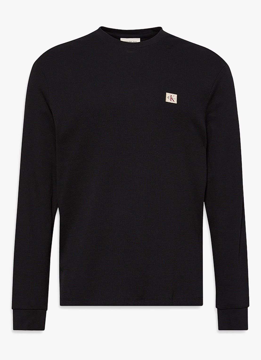Calvin Klein Sweater met structuur en logo - voorkant zwart