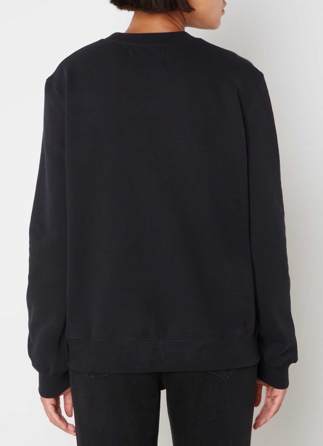 Calvin Klein  Sweater van katoen met logoprint  - achterkant zwart
