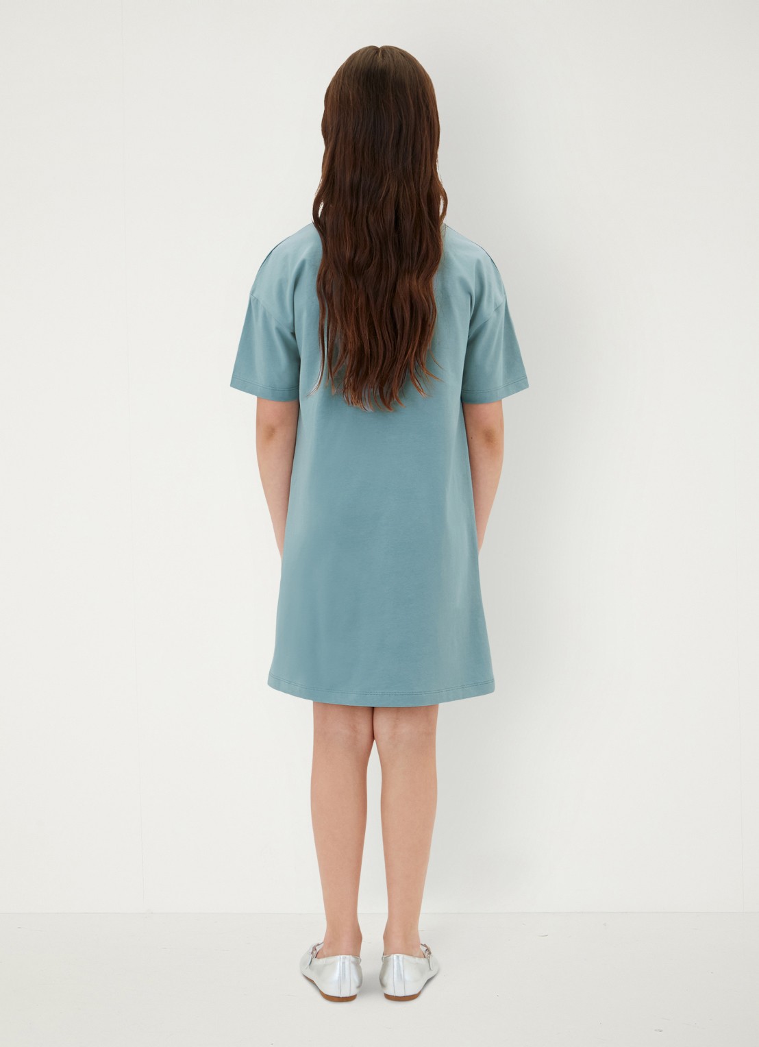 Calvin Klein T-Shirt jurk met logoborduring - achterkant 5 blauwgrijs