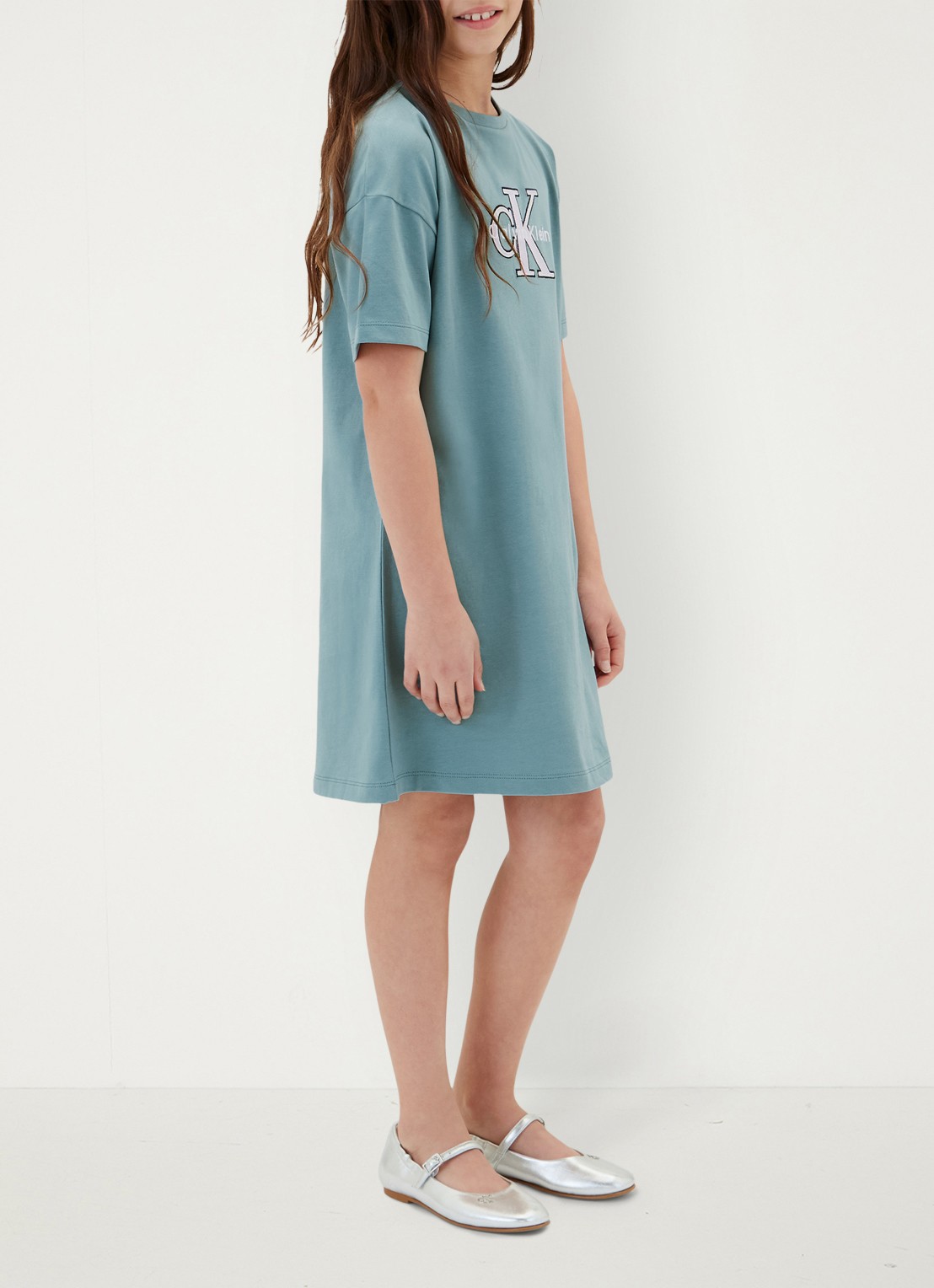 Calvin Klein T-Shirt jurk met logoborduring - detail 2 blauwgrijs