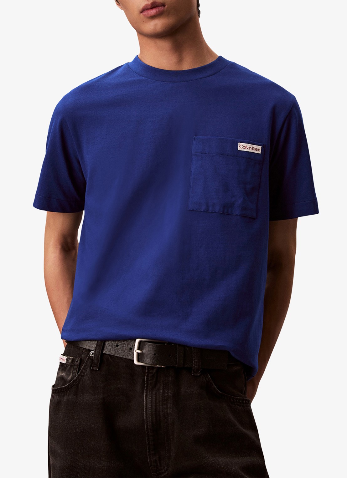 Calvin Klein T-shirt met borstzak - detail 2 donkerblauw