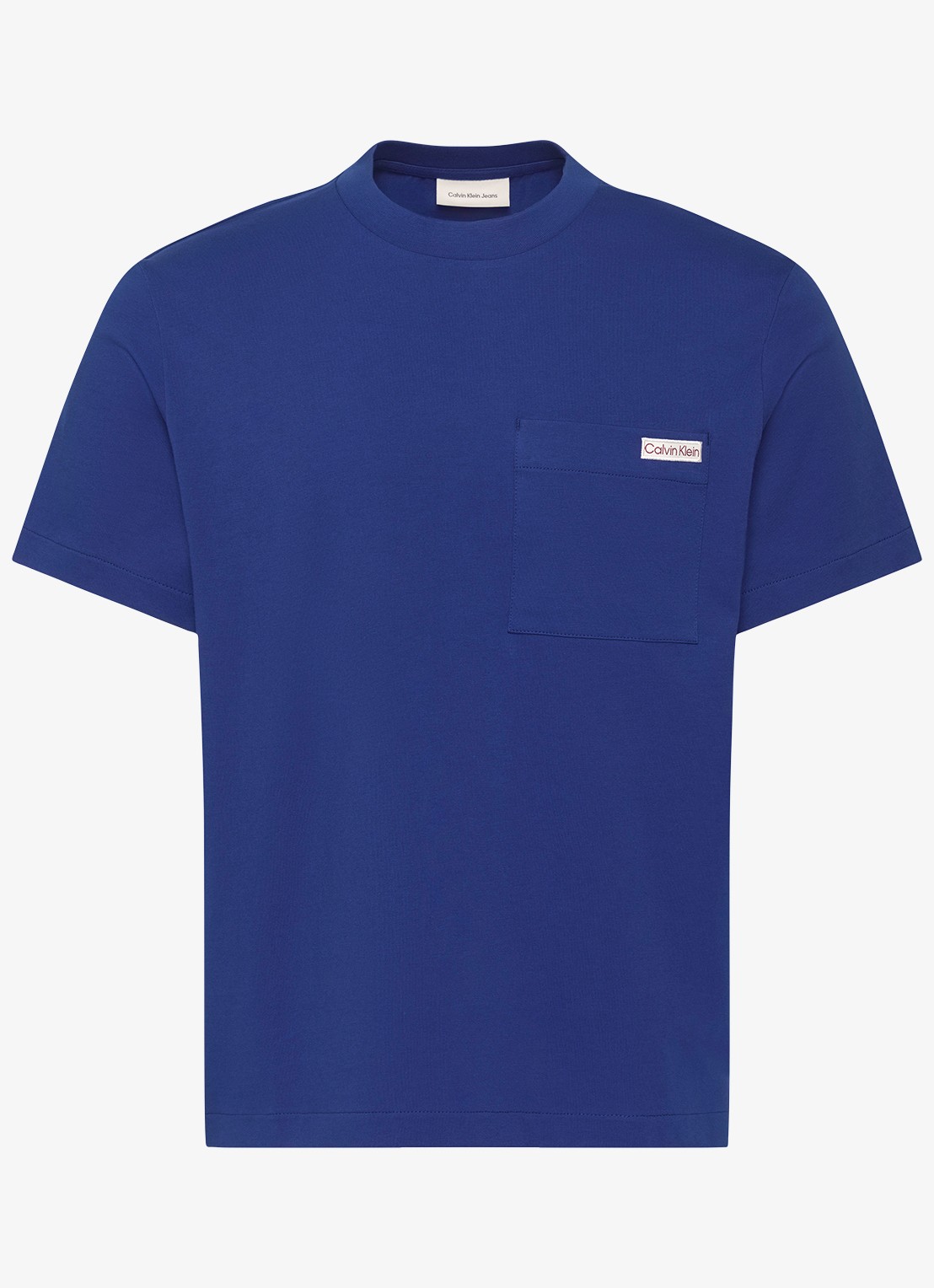 Calvin Klein T-shirt met borstzak - voorkant 4 donkerblauw