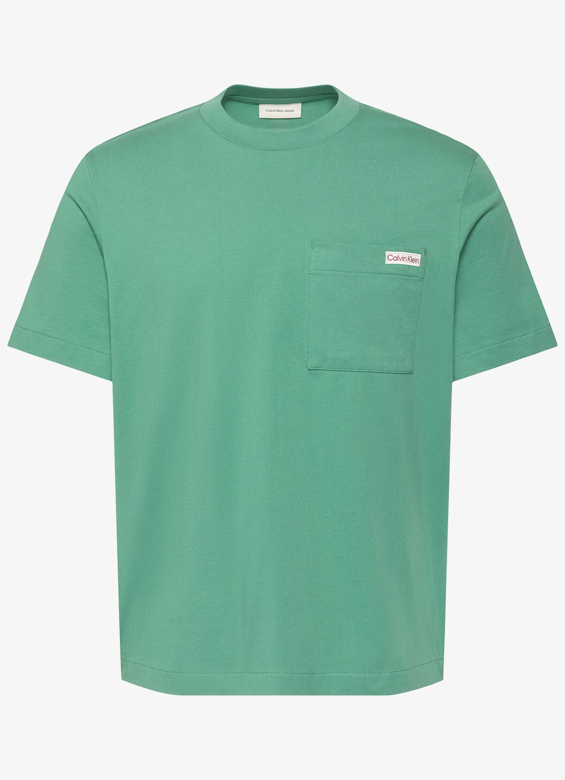 Calvin Klein T-shirt met borstzak - voorkant groen