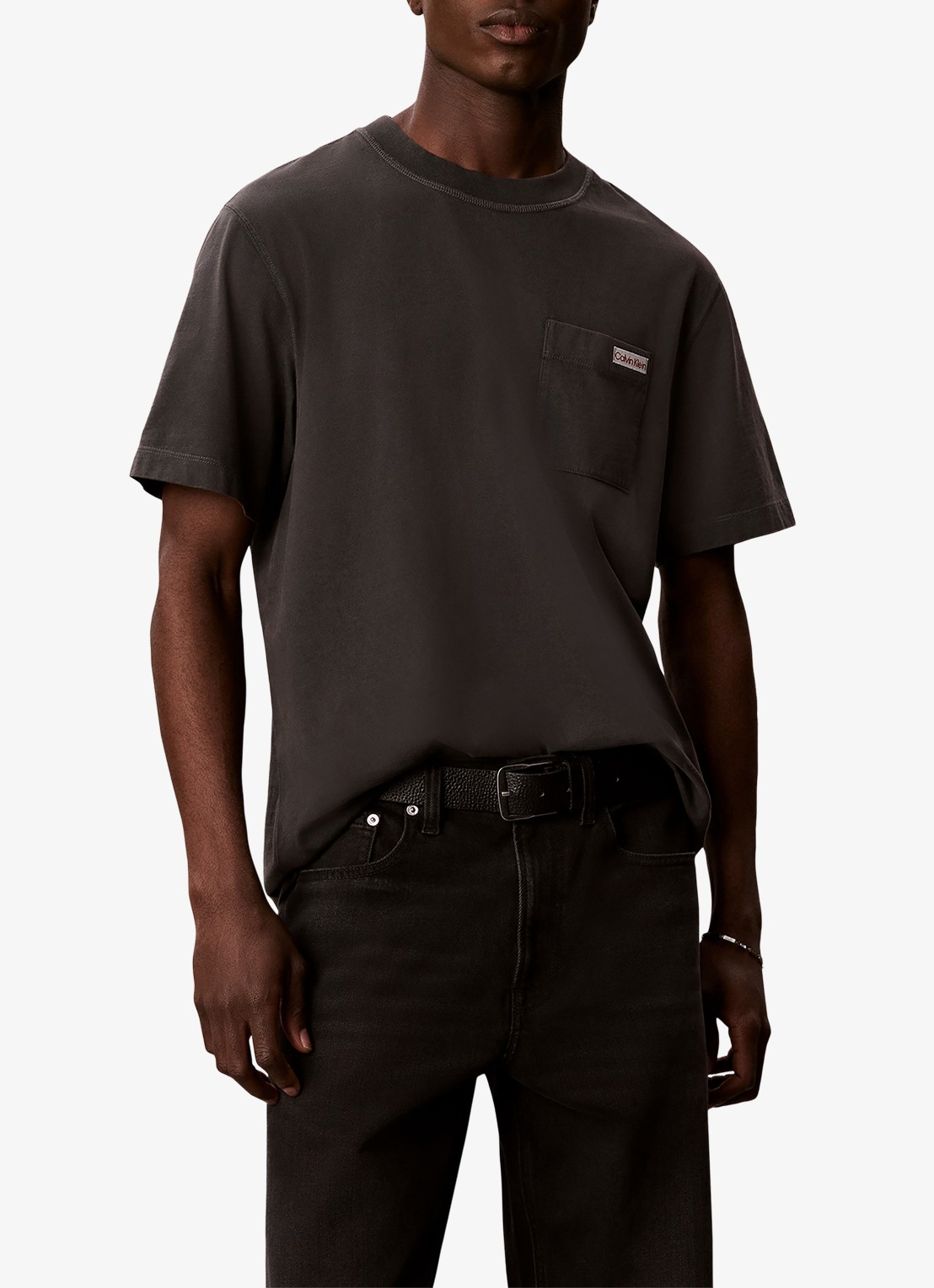 Calvin Klein T-shirt met borstzak - detail antraciet