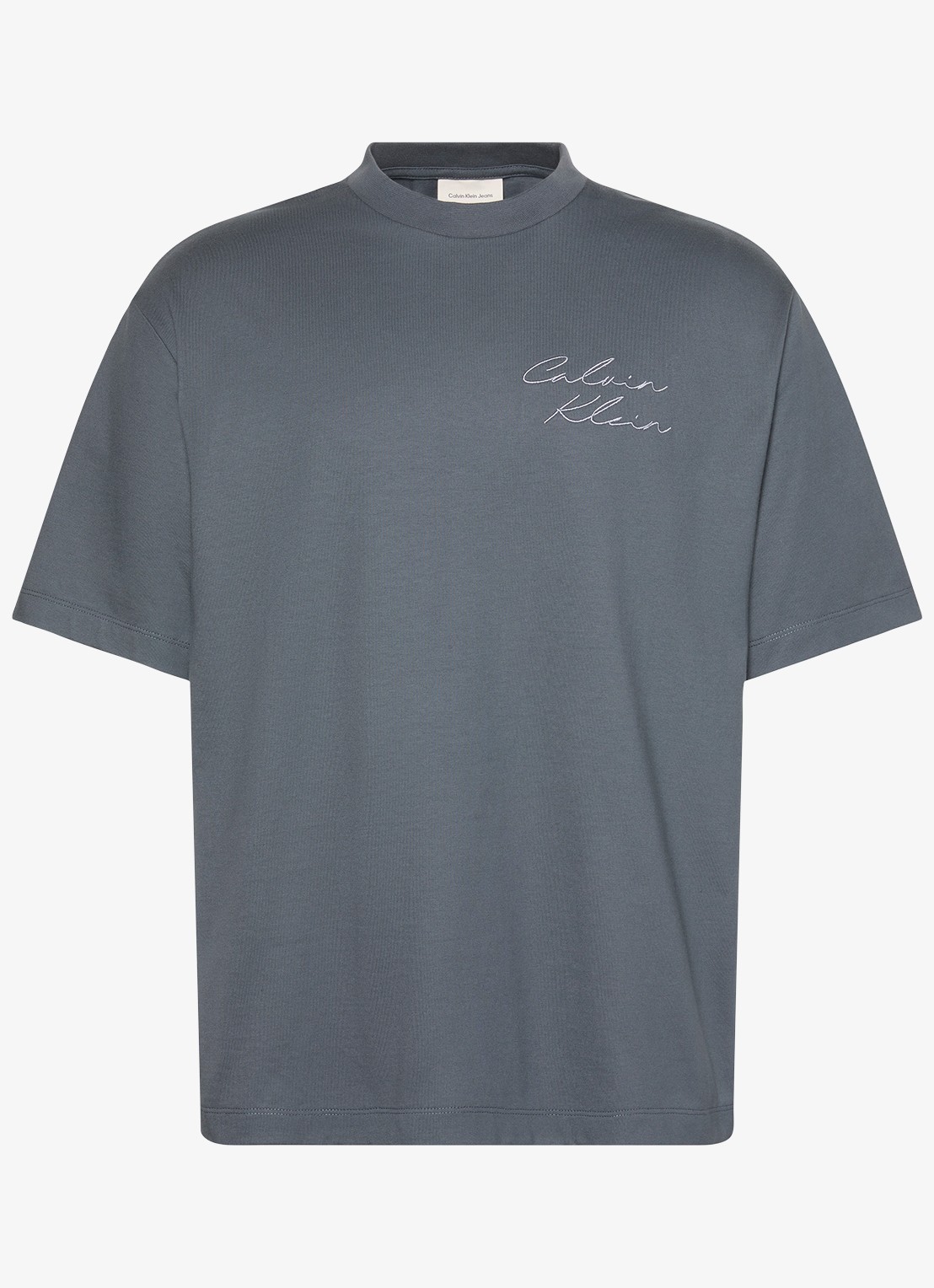 Calvin Klein T-shirt met logo- en backprint - voorkant donkergrijs