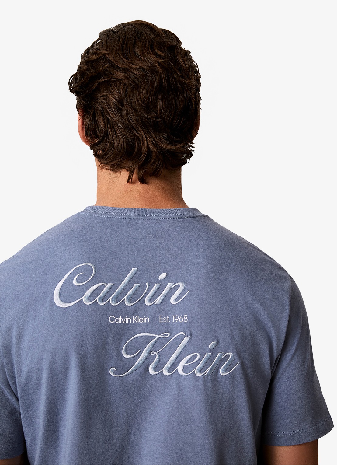 Calvin Klein T-shirt met logo- en backprint - detail 3 dusty sailor blue-c4i /  blauw
