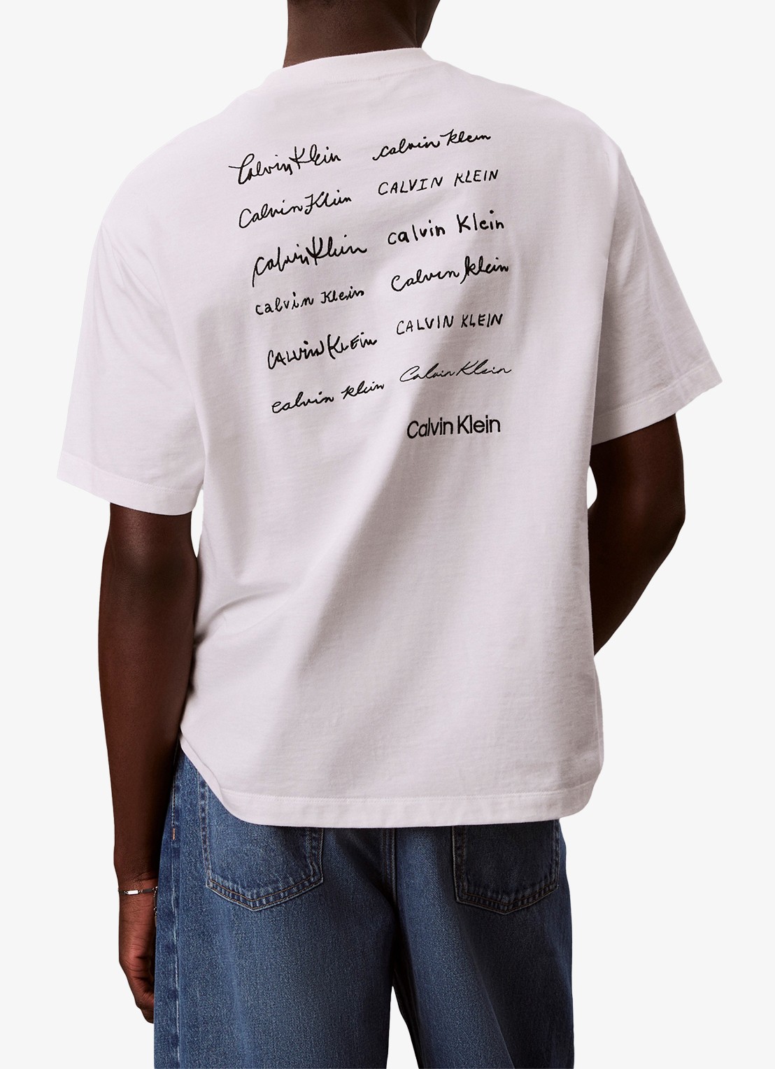 Calvin Klein T-shirt met logo- en backprint - achterkant 6 wit