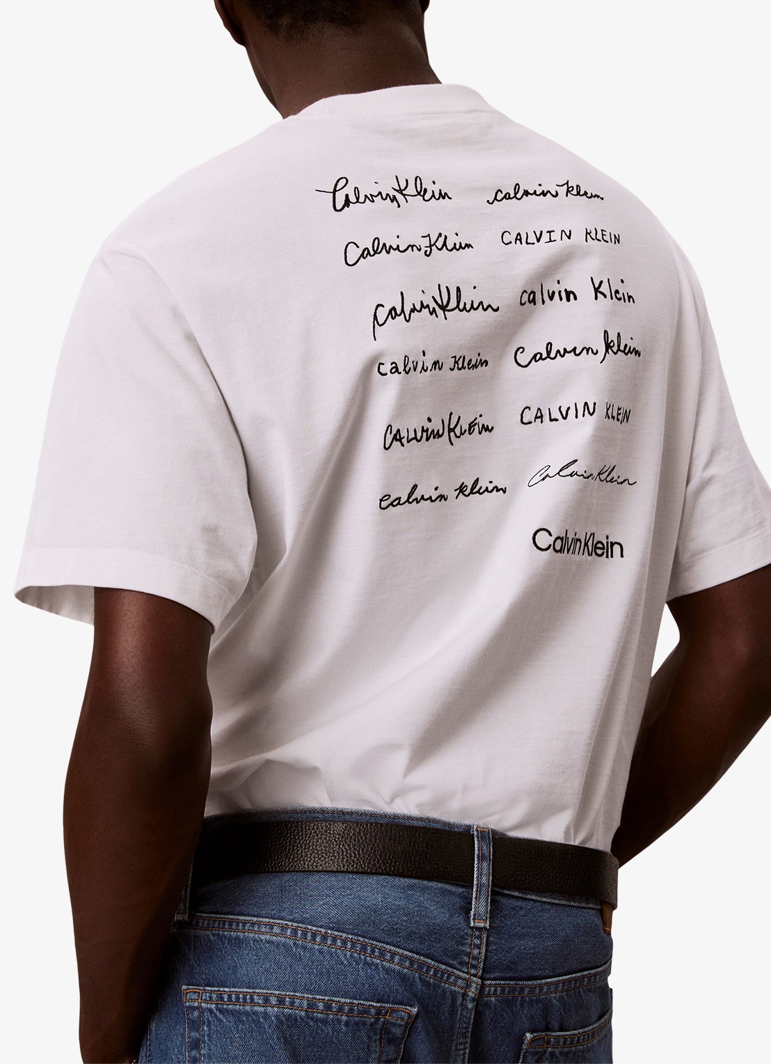 Calvin Klein T-shirt met logo- en backprint - detail 4 wit