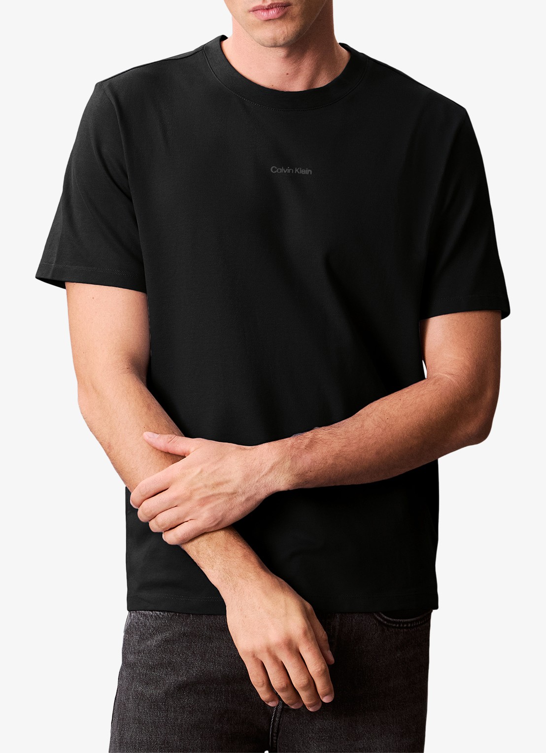 Calvin Klein T-shirt met logo en ronde hals  - detail 3 zwart