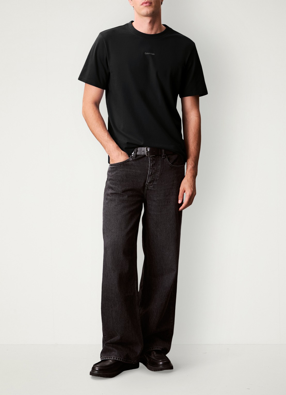 Calvin Klein T-shirt met logo en ronde hals  - detail 5 zwart