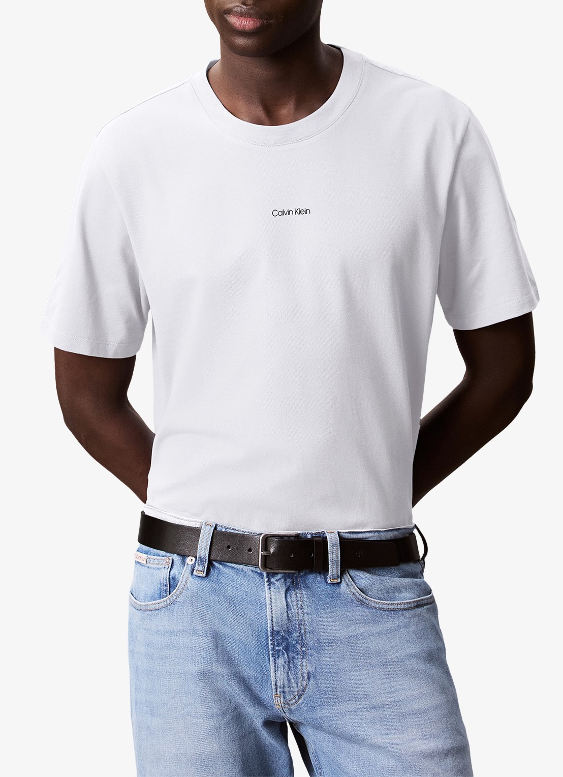 Calvin Klein T-shirt met logo en ronde hals  - detail 4 wit