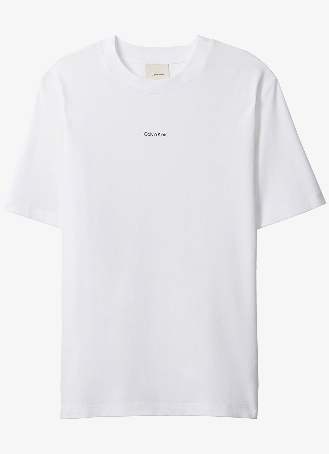 Calvin Klein T-shirt met logo en ronde hals  - voorkant 2 wit