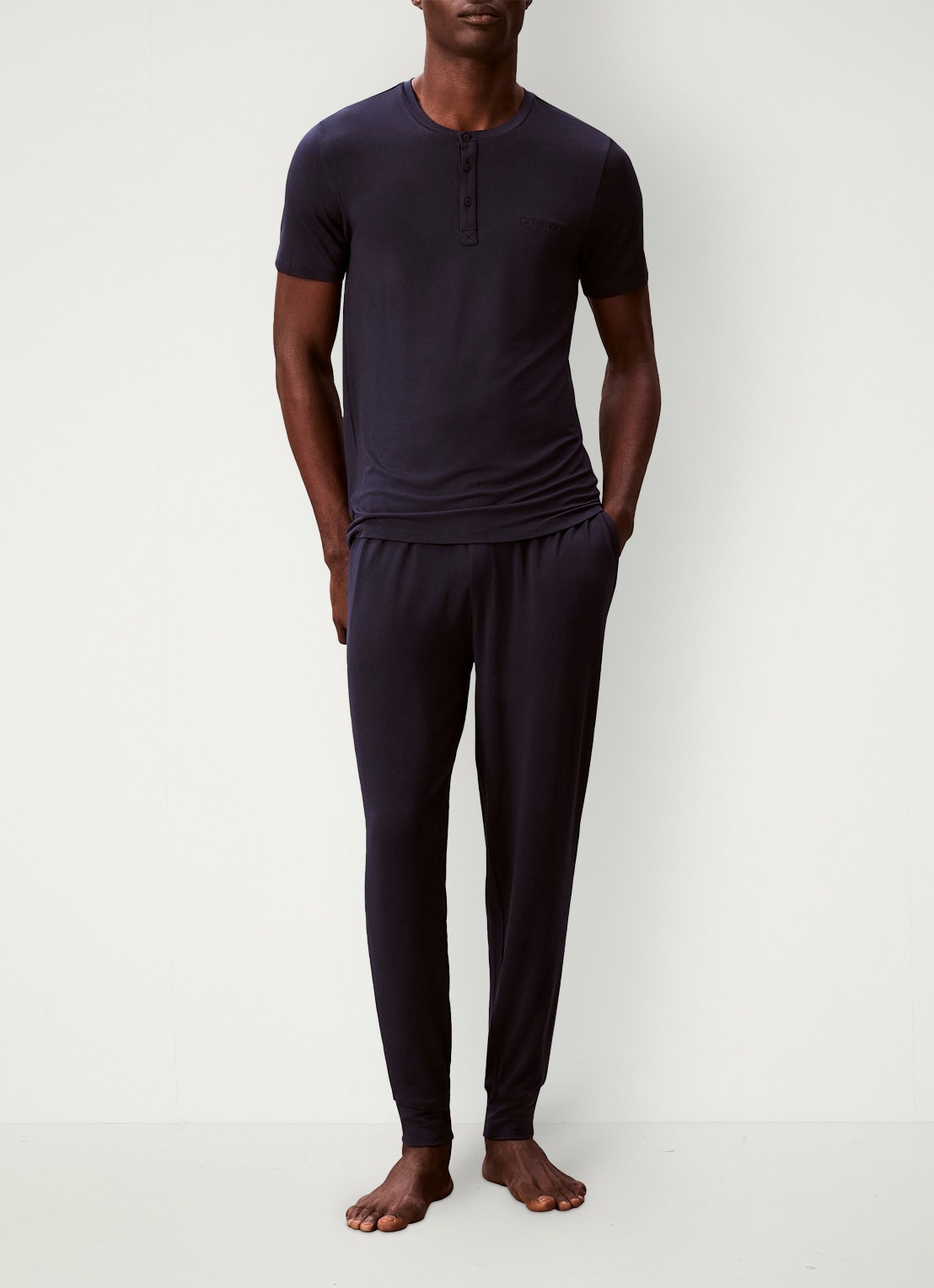 Calvin Klein T-shirt met logo - voorkant 5 petrol
