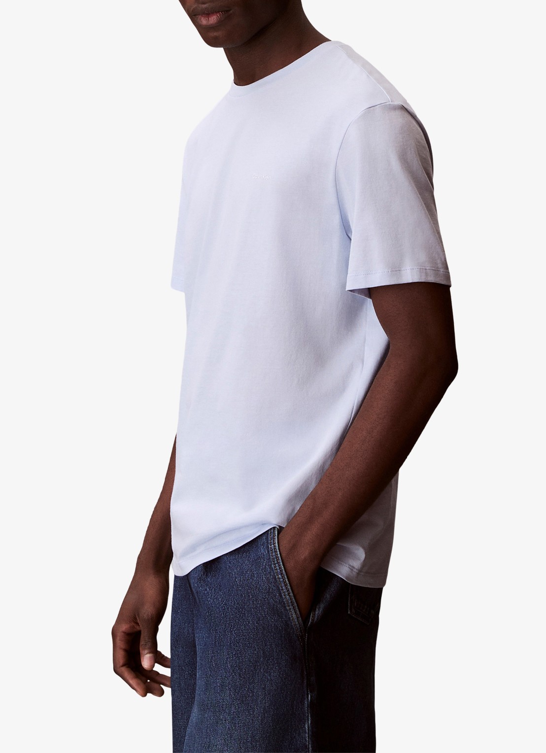 Calvin Klein T-shirt met logo - detail lichtblauw