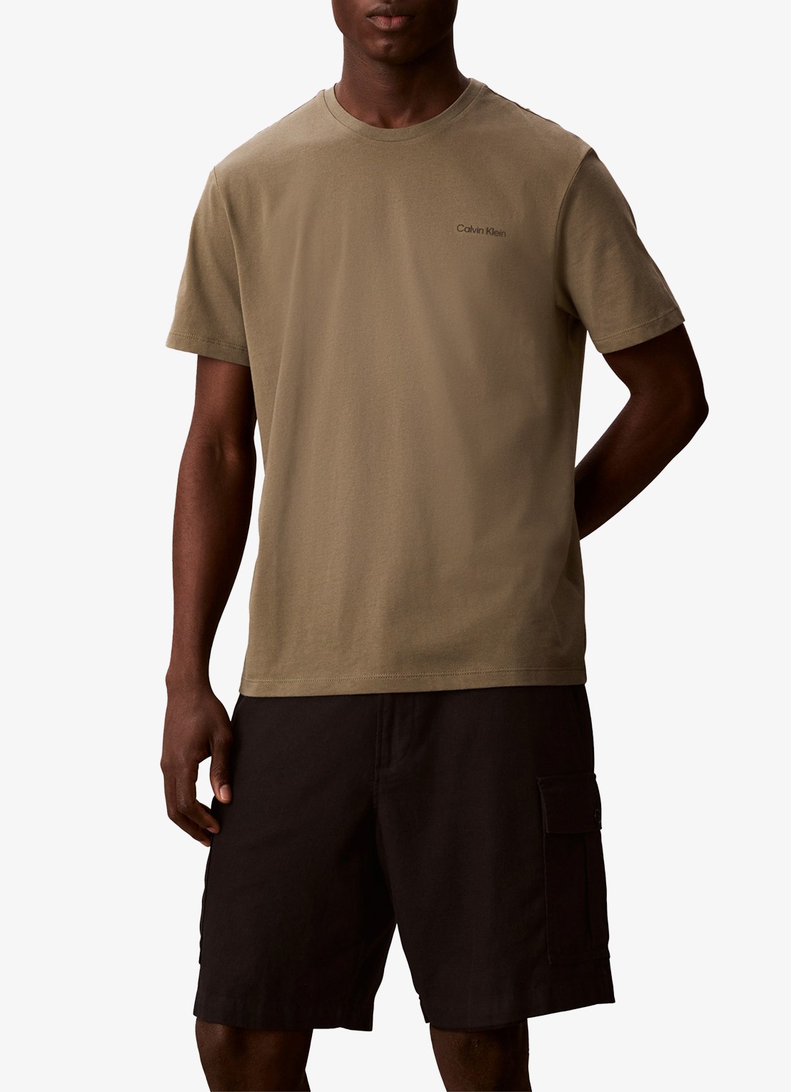 Calvin Klein T-shirt met logo - detail 3 olijfgroen