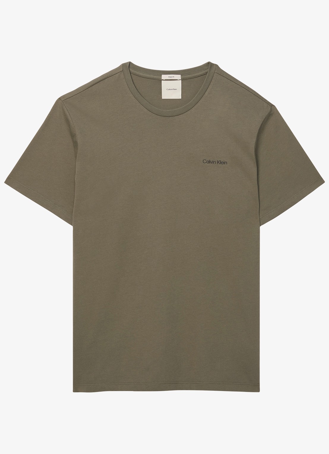 Calvin Klein T-shirt met logo - voorkant olijfgroen
