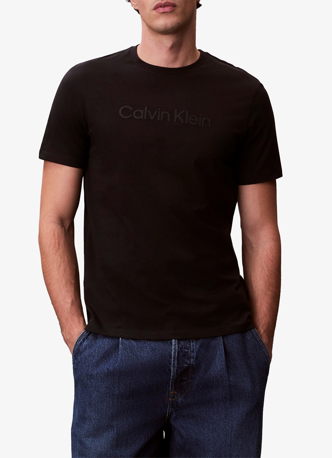 Calvin Klein T-shirt met logo - detail zwart