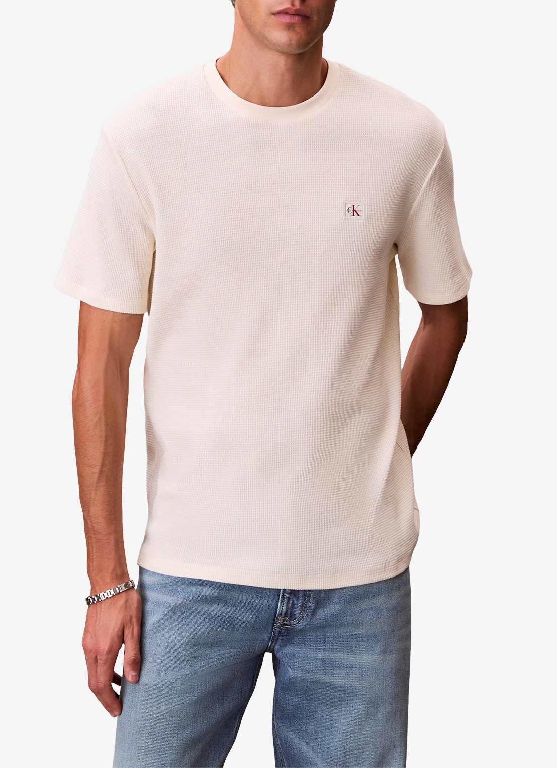 Calvin Klein T-shirt met logo - detail 3 gebroken wit