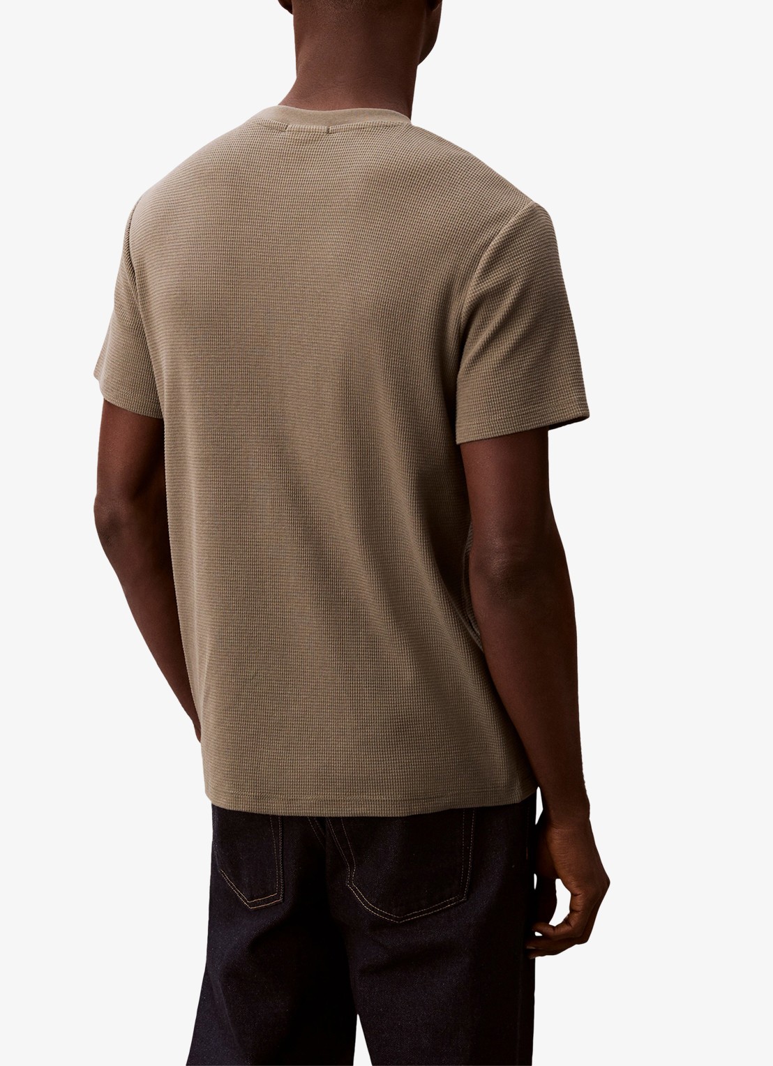 Calvin Klein T-shirt met logo - achterkant 2 olijfgroen