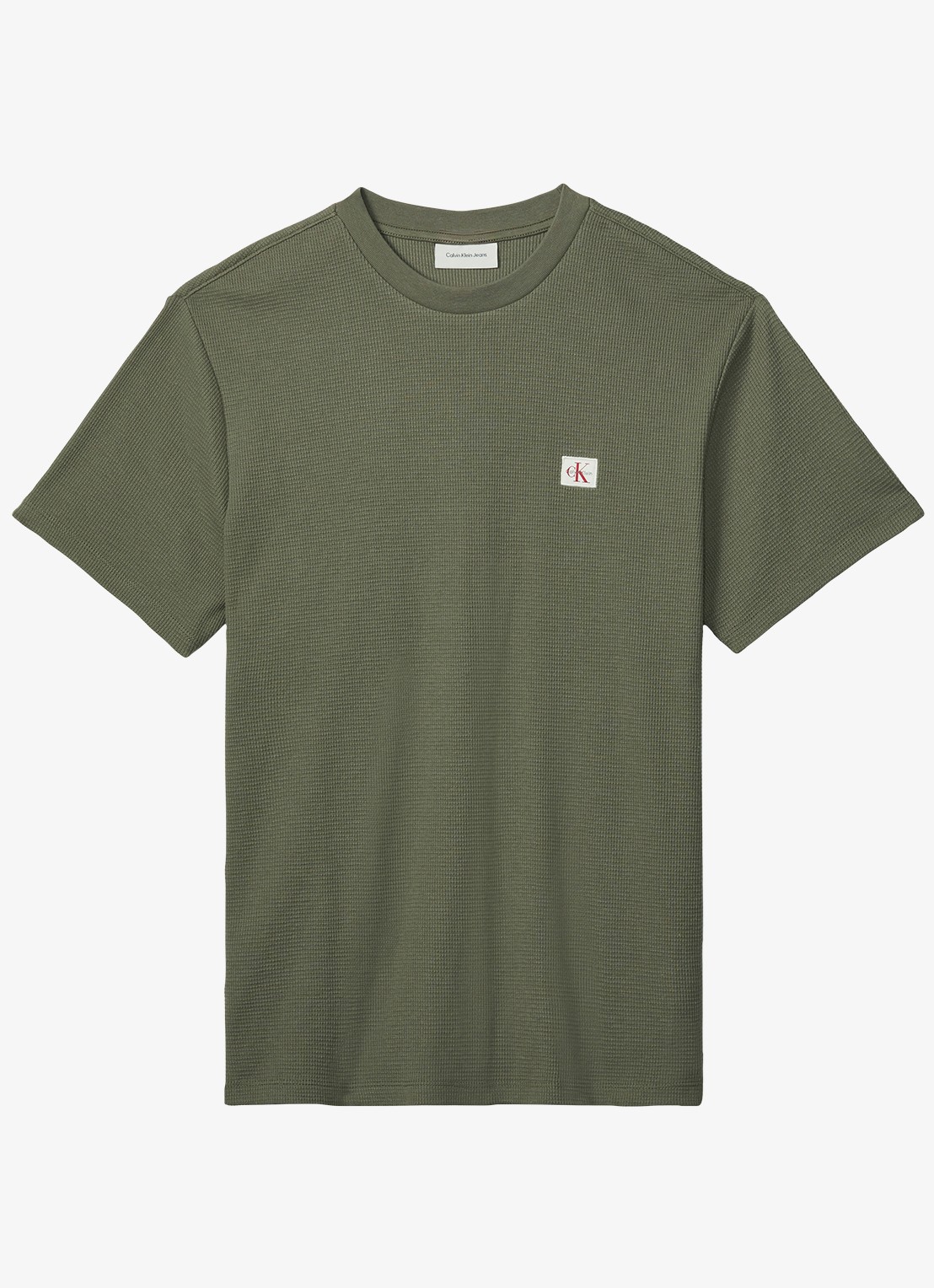Calvin Klein T-shirt met logo - voorkant olijfgroen