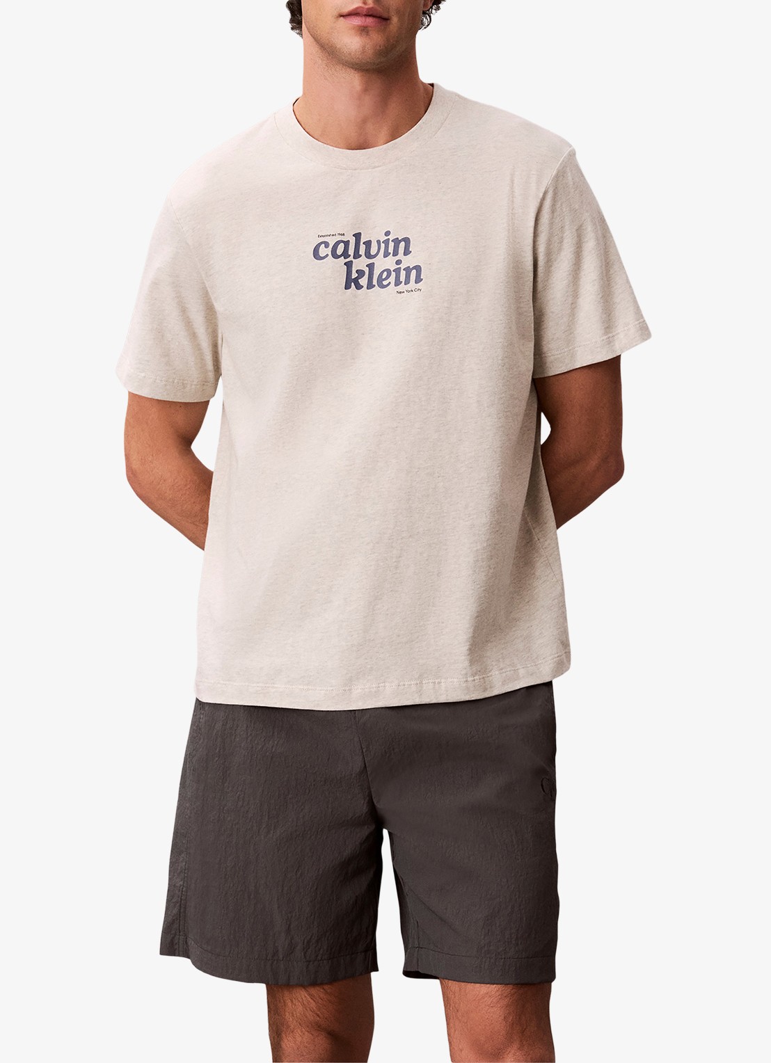 Calvin Klein T-shirt met logo - detail creme