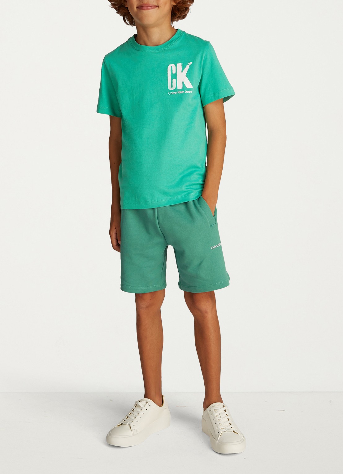 Calvin Klein T-shirt met logo - voorkant 4 groen