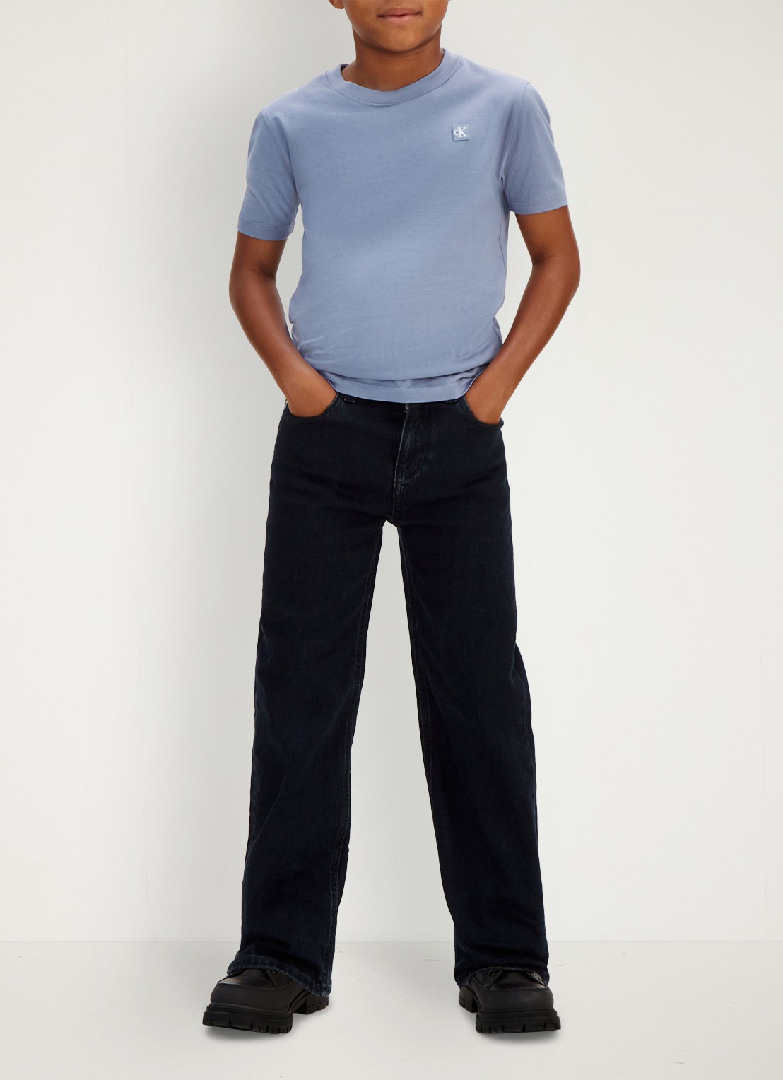 Calvin Klein T-shirt met logo - voorkant 2 blauwgrijs