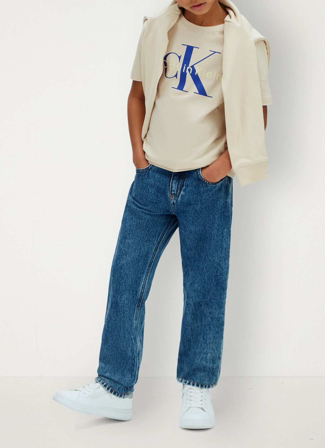 Calvin Klein T-shirt met logo - detail 2 beige