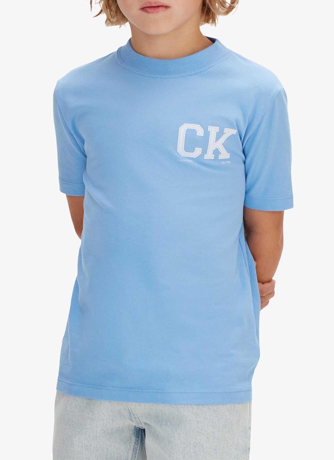 Calvin Klein T-shirt met logo - detail 4 blauw