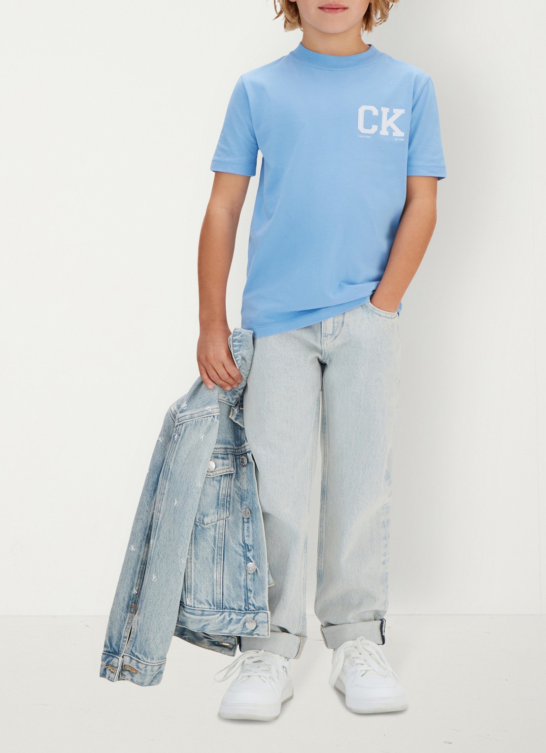 Calvin Klein T-shirt met logo - detail 5 blauw