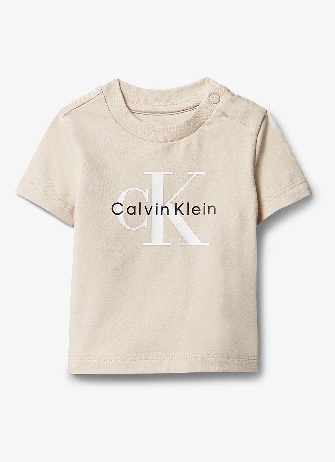 Calvin Klein T-shirt met logo - voorkant beige