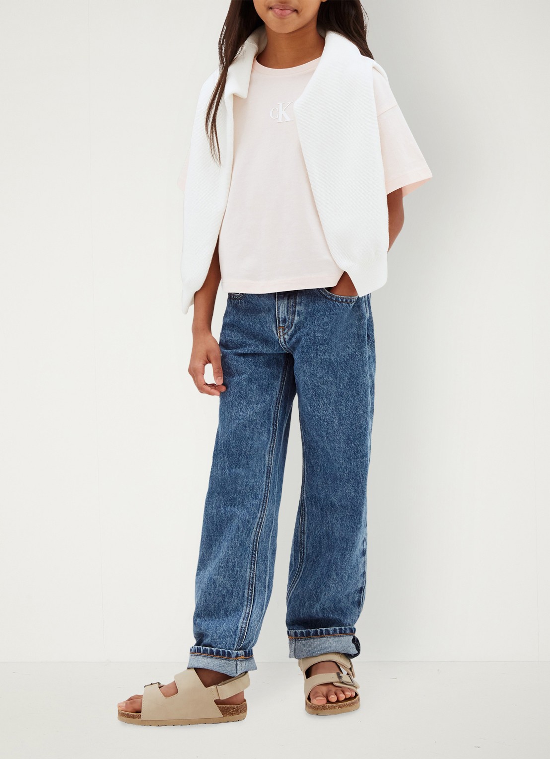 Calvin Klein T-shirt met logo - voorkant 2 lichtroze
