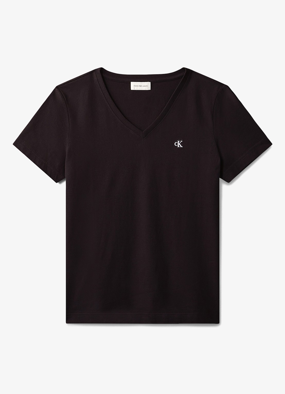 Calvin Klein T-shirt met logoborduring - voorkant 2 zwart