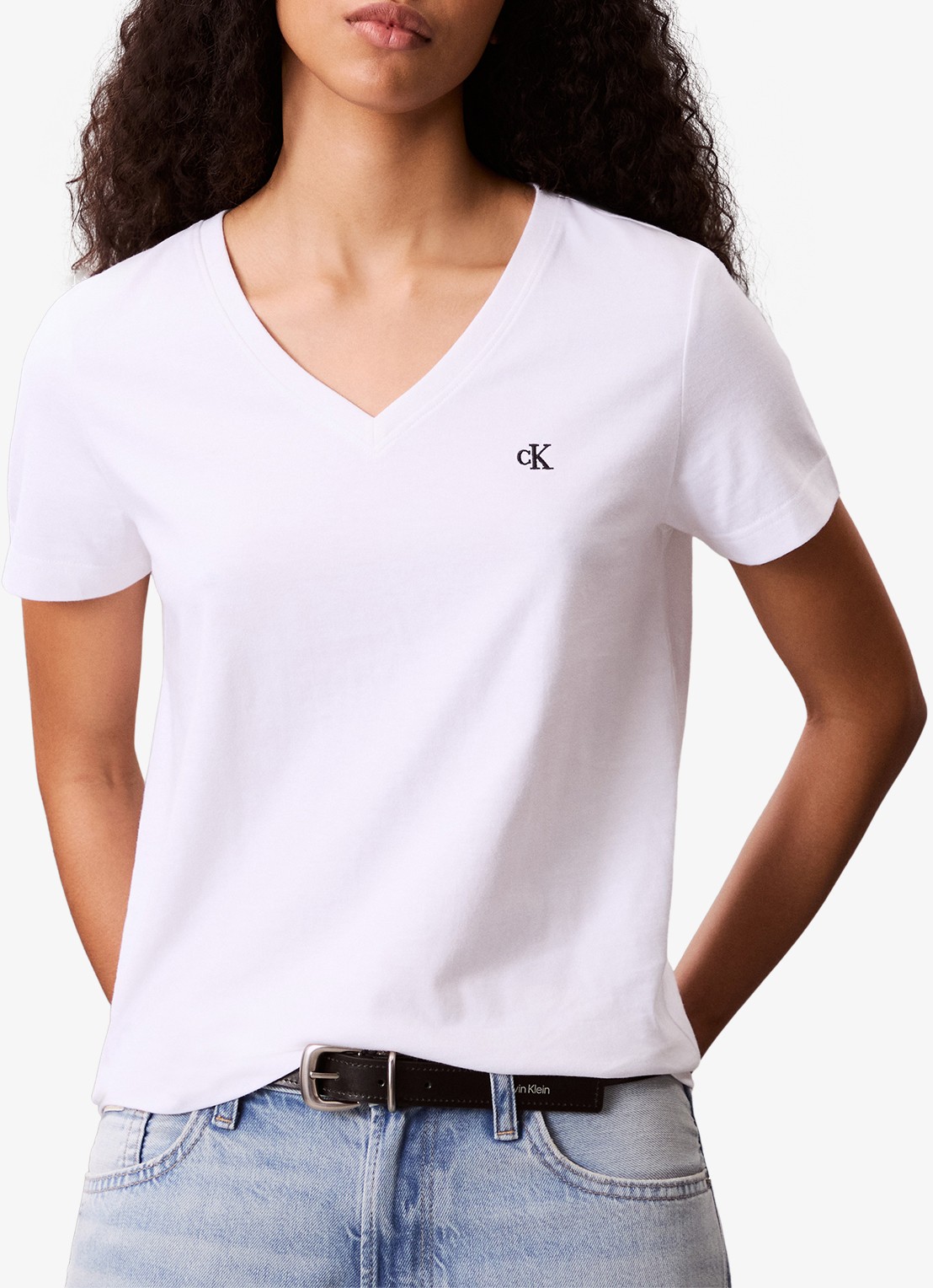 Calvin Klein T-shirt met logoborduring - detail 4 wit