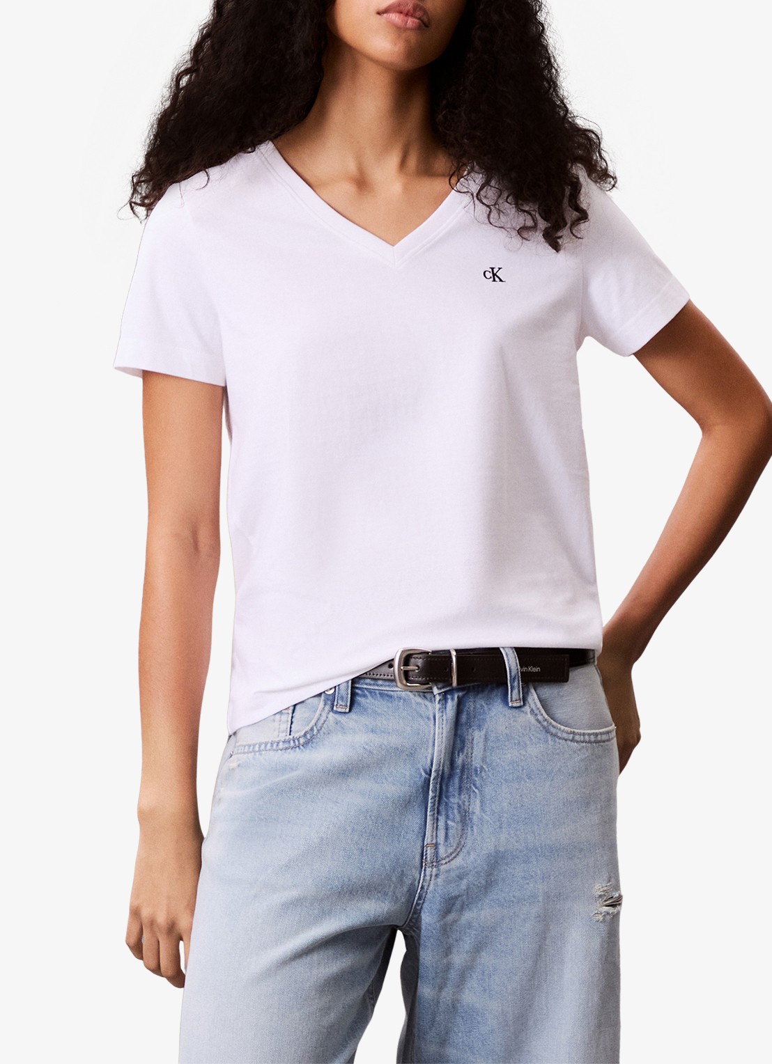 Calvin Klein T-shirt met logoborduring - detail 6 wit