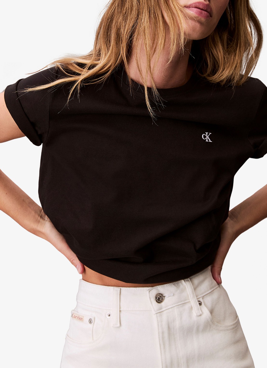 Calvin Klein T-shirt met logoborduring - detail 2 zwart