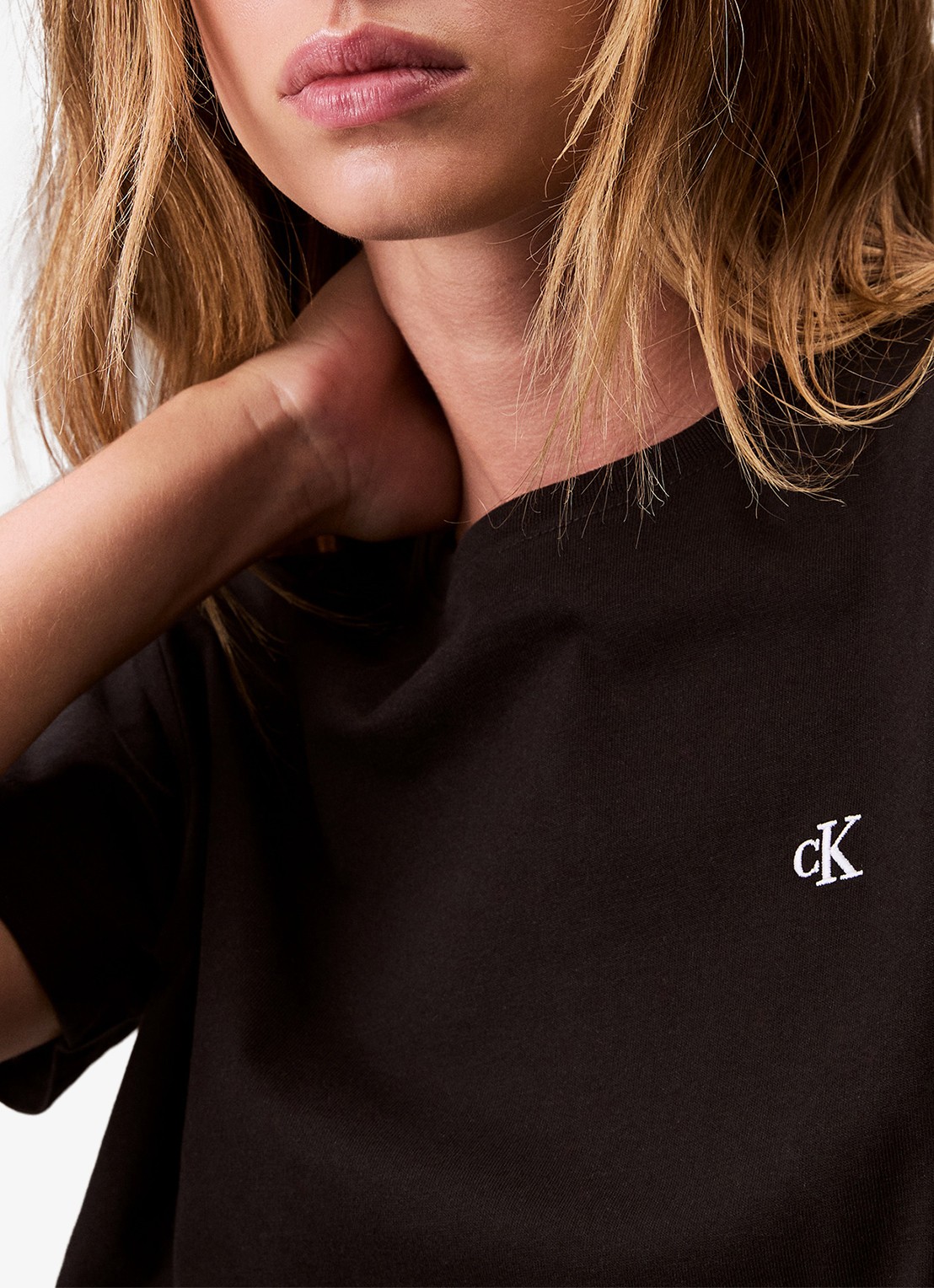 Calvin Klein T-shirt met logoborduring - detail 3 zwart
