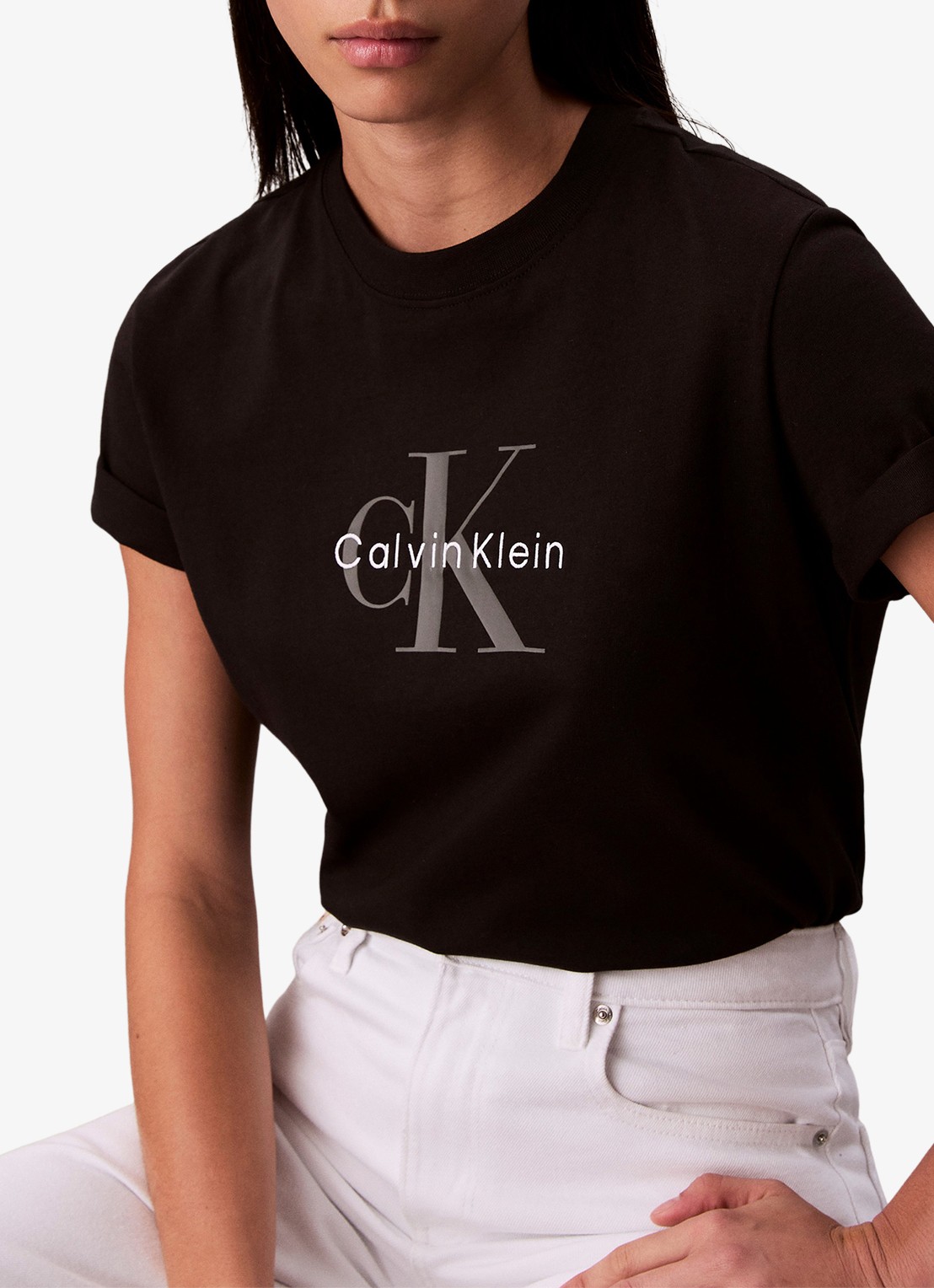 Calvin Klein T-shirt met logoborduring - detail 3 zwart