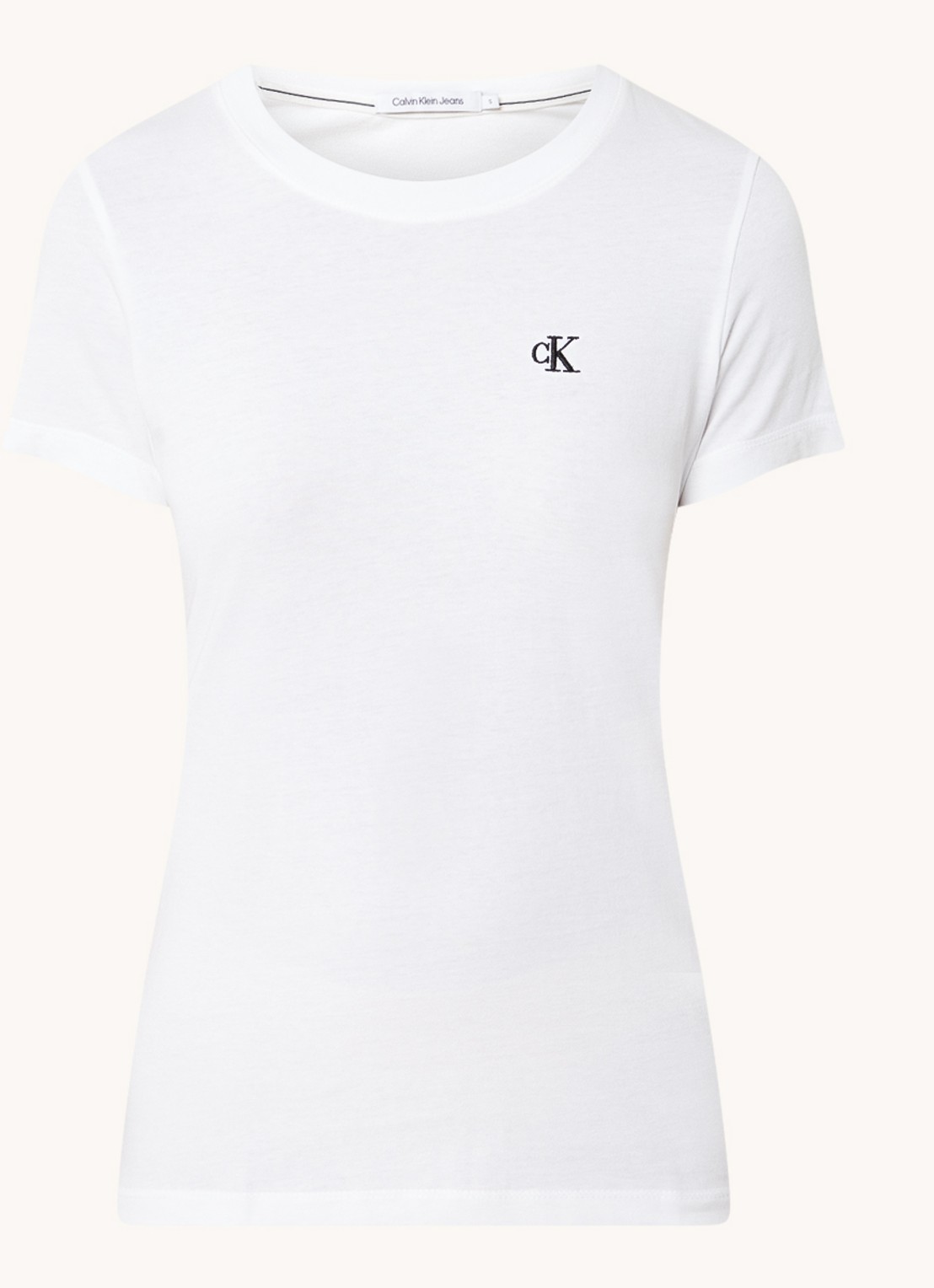 Calvin Klein T-shirt met logoborduring - voorkant wit