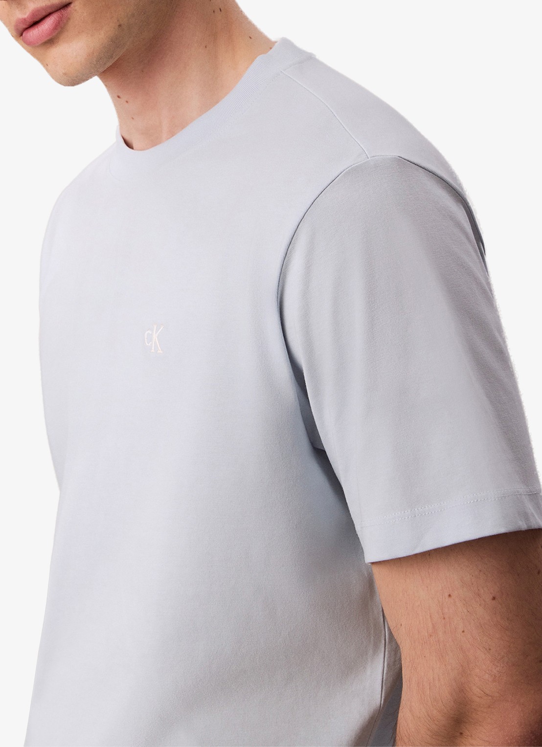 Calvin Klein T-shirt met logoborduring - detail 5 lichtgrijs