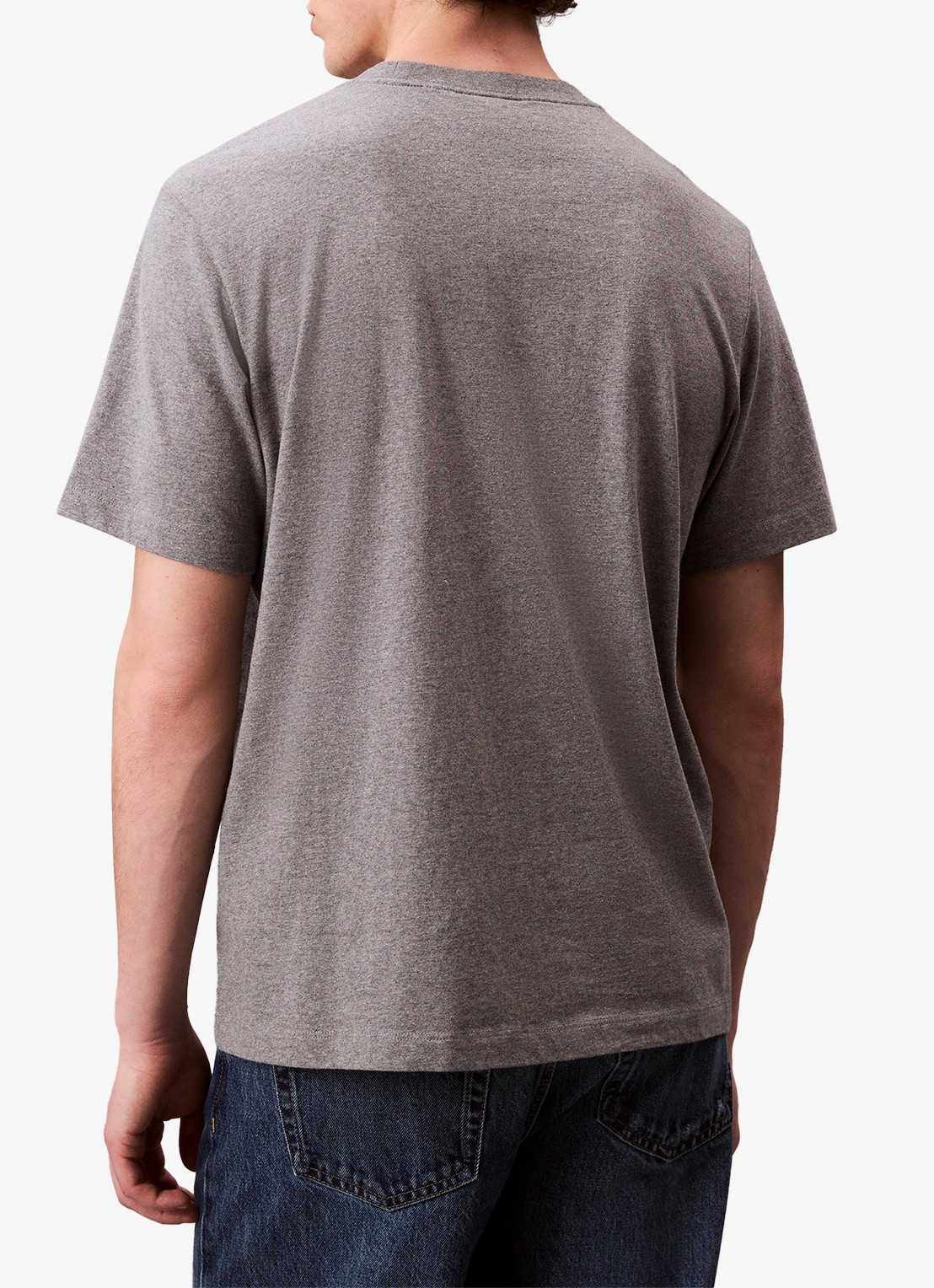 Calvin Klein T-shirt met logoborduring - achterkant grijsmele